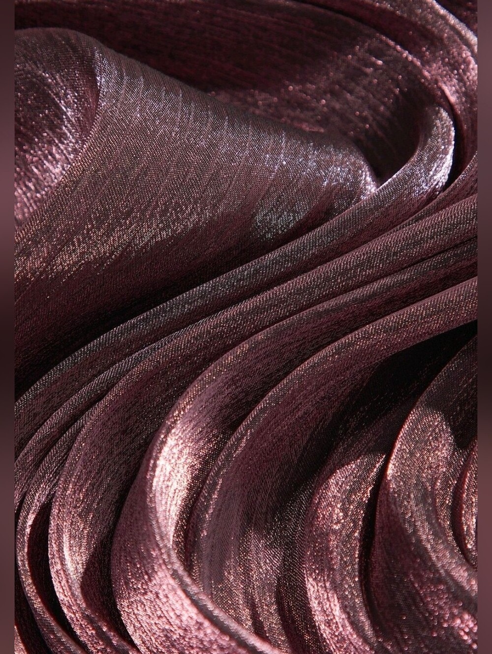 New Chic Metallic Crinkle Bow Tie Neck Top Blouse Purple - Picture 11 of 14